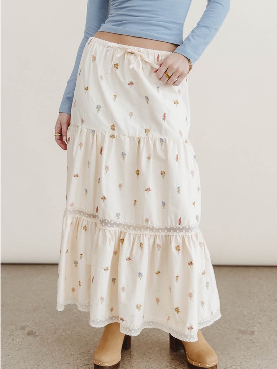 bohme Dresses & Skirts - Böhme Sicilie Embroidered Floral Tiered Maxi Skirt New